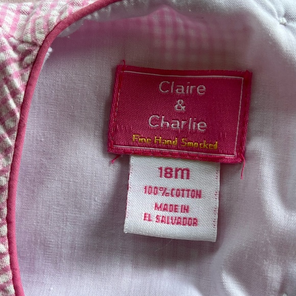 Claire & Charlie Pink Gingham 1pc Bubble Romper Bicycle Embroidery Sz 18 months - Picture 2 of 16